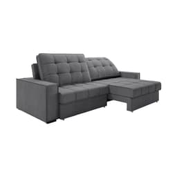 Sofá 3 Lugares Retrátil e Reclinável Goya com USB Linho Grafite 280 cm