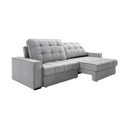 Sofá 3 Lugares Retrátil e Reclinável Goya com USB Linho Prata 240 cm