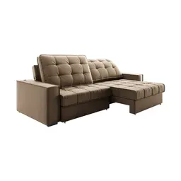 Sofá 3 Lugares Retrátil e Reclinável Goya com USB Veludo Castor 240 cm