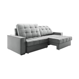 Sofá 3 Lugares Retrátil e Reclinável Goya com USB Veludo Cinza 280 cm