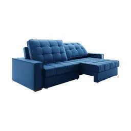 Sofá 3 Lugares Retrátil e Reclinável Goya com USB Veludo Marinho 240 cm