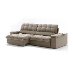 Sofá 3 Lugares Retrátil e Reclinável Helen com USB e Porta-Copos Veludo Fendi 210 cm