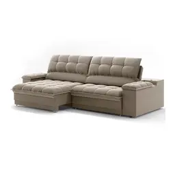 Sofá 3 Lugares Retrátil e Reclinável Helen com USB e Porta-Copos Veludo Fendi 230 cm