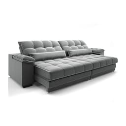 Sofá 3 Lugares Retrátil e Reclinável Majestic Veludo Cinza