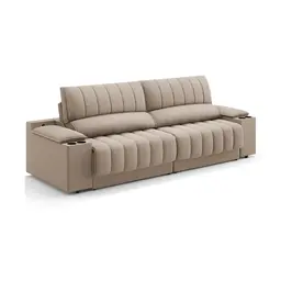 Sofá 3 Lugares Retrátil e Reclinável Murano com Porta-Copos Velosuede Capuccino 200 cm