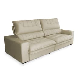 Sofá 3 Lugares Retrátil e Reclinável Mustang Veludo Bege 210 cm