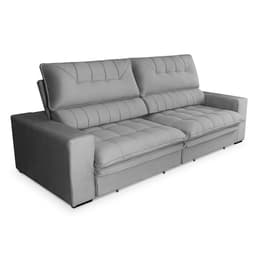 Sofá 3 Lugares Retrátil e Reclinável Mustang Veludo Cinza 210 cm