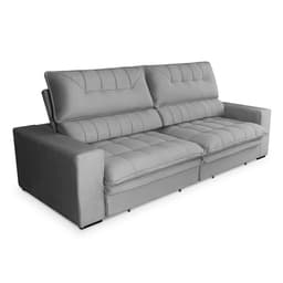 Sofá 3 Lugares Retrátil e Reclinável Mustang Veludo Cinza 230 cm