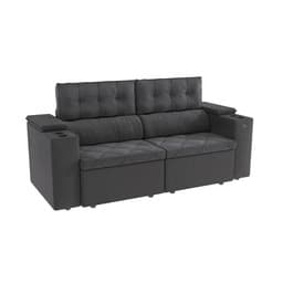 Sofá 3 Lugares Retrátil e Reclinável Otto com Porta-Copos Bouclé Chumbo
