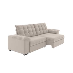 Sofá 3 Lugares Retrátil e Reclinável Palermo Veludo Capuccino 230 cm