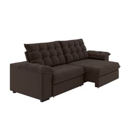 Sofá 3 Lugares Retrátil e Reclinável Palermo Veludo Marrom 230 cm