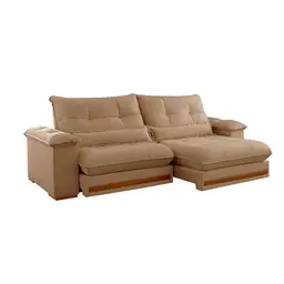 Sofá 3 Lugares Retrátil e Reclinável Qatar Linho Bege 200 cm
