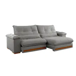 Sofá 3 Lugares Retrátil e Reclinável Qatar Linho Cinza 200 cm