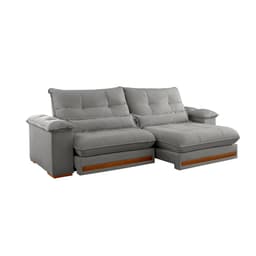 Sofá 3 Lugares Retrátil e Reclinável Qatar Linho Cinza 220 cm