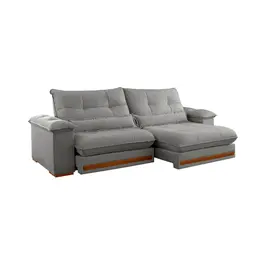 Sofá 3 Lugares Retrátil e Reclinável Qatar Linho Cinza 240 cm