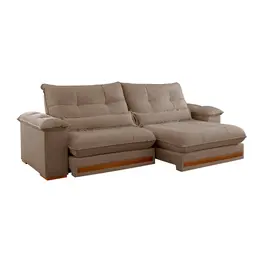 Sofá 3 Lugares Retrátil e Reclinável Qatar Veludo Marrom 200 cm