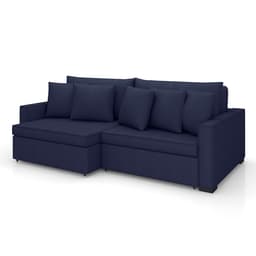 Sofá 3 Lugares Retrátil e Reclinável Rivera Linho Bouclé Azul 225 cm