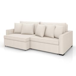 Sofá 3 Lugares Retrátil e Reclinável Rivera Linho Bouclé Cru 205 cm