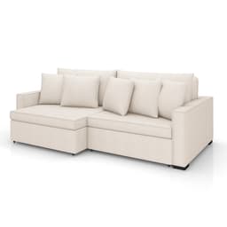 Sofá 3 Lugares Retrátil e Reclinável Rivera Linho Bouclé Cru 245 cm