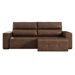 Sofá 3 Lugares Retrátil e Reclinável Roma Couro Mel 224 cm