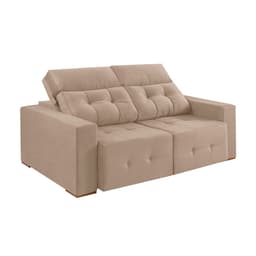 Sofá 3 Lugares Retrátil e Reclinável Roma Veludo Bege 210 cm