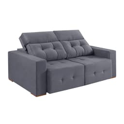 Sofá 3 Lugares Retrátil e Reclinável Roma Veludo Cinza 210 cm