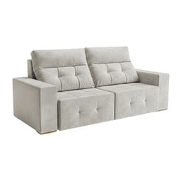 Sofá 3 Lugares Retrátil e Reclinável Roma Veludo Prata 180 cm