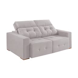 Sofá 3 Lugares Retrátil e Reclinável Roma Veludo Prata 180 cm