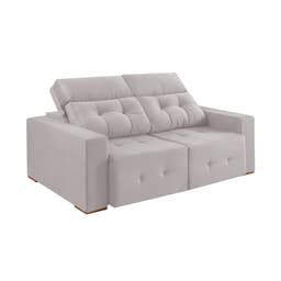 Sofá 3 Lugares Retrátil e Reclinável Roma Veludo Prata 210 cm