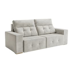 Sofá 3 Lugares Retrátil e Reclinável Roma Veludo Prata 230 cm