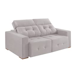 Sofá 3 Lugares Retrátil e Reclinável Roma Veludo Prata 230 cm