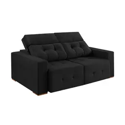 Sofá 3 Lugares Retrátil e Reclinável Roma Veludo Preto 180 cm