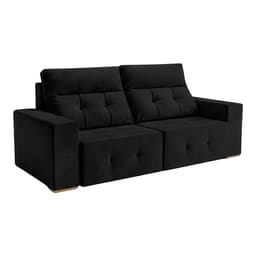 Sofá 3 Lugares Retrátil e Reclinável Roma Veludo Preto 210 cm