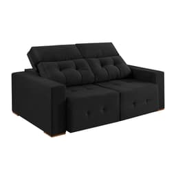 Sofá 3 Lugares Retrátil e Reclinável Roma Veludo Preto 230 cm