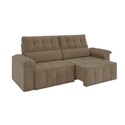 Sofá 3 Lugares Retrátil e Reclinável Santorini Veludo Capuccino 220 cm