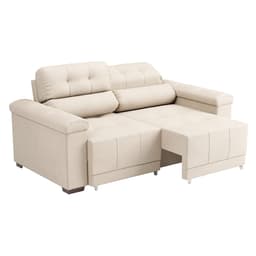 Sofá 3 Lugares Retrátil e Reclinável Smart Suede Bege