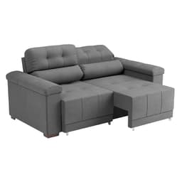 Sofá 3 Lugares Retrátil e Reclinável Smart Suede Cinza