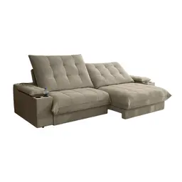 Sofá 3 Lugares Retrátil e Reclinável Volare com USB e Porta-Copos Veludo Fendi