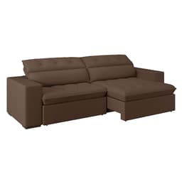 Sofá 3 Lugares Retrátil e Reclinável com USB Jazz Molas Suede Chocolate 230 cm