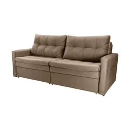 Sofá 3 Lugares Sem Caixa Retrátil e Reclinável Nayla Veludo Capuccino 220 cm