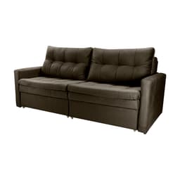 Sofá 3 Lugares Sem Caixa Retrátil e Reclinável Nayla Veludo Marrom 220 cm