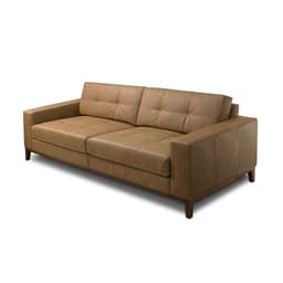 Sofá 3 Lugares Viseu Molas Ensacadas Couro Marrom 210 cm