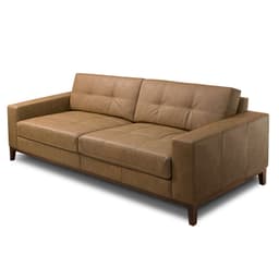 Sofá 3 Lugares Viseu Molas Ensacadas Couro Marrom 240 cm