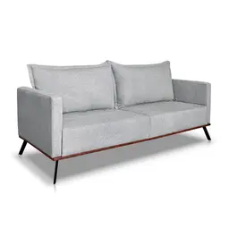 Sofá 3 Lugares Zeus Linho Bouclê Cinza Claro 220 cm