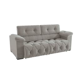 Sofá 4 Lugares Retrátil e Reclinável Astro Veludo Cinza Claro