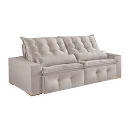 Sofá 4 Lugares Retrátil e Reclinável França Veludo Areia 270 cm