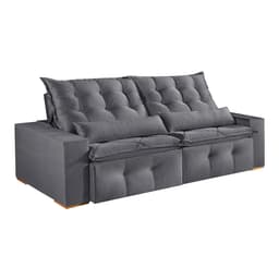 Sofá 4 Lugares Retrátil e Reclinável França Veludo Cinza 270 cm