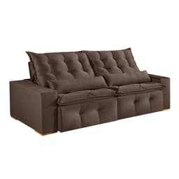 Sofá 4 Lugares Retrátil e Reclinável França Veludo Marrom 270 cm