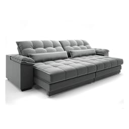 Sofá 4 Lugares Retrátil e Reclinável Majestic Veludo Cinza