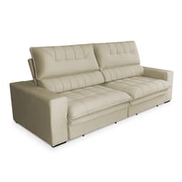 Sofá 4 Lugares Retrátil e Reclinável Mustang Veludo Bege 250 cm